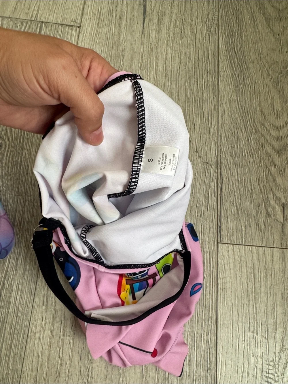 Kids Pink Cartoon Rainbow One-Piece Swimsuit Size 5-6
